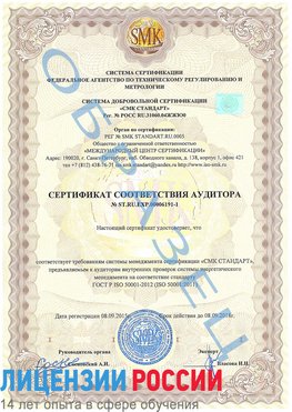 Образец сертификата соответствия аудитора №ST.RU.EXP.00006191-1 Фокино Сертификат ISO 50001